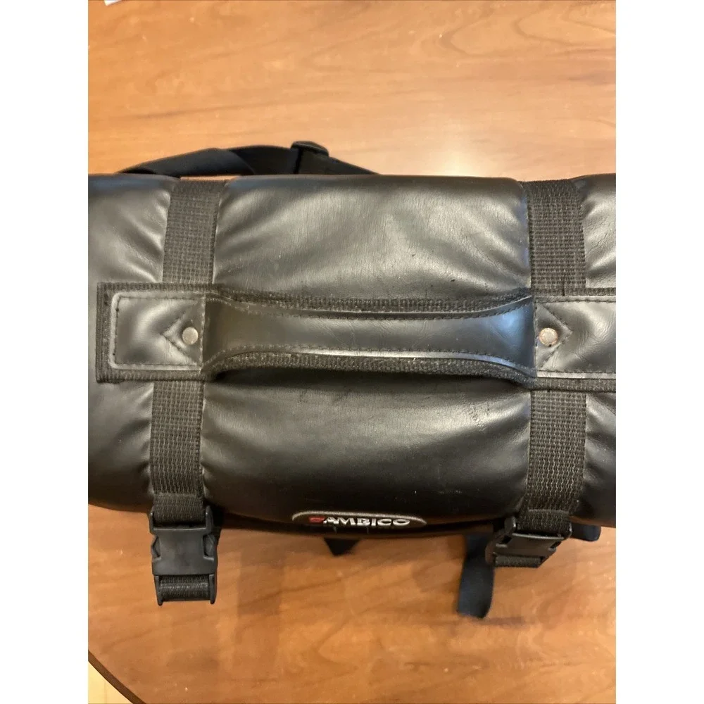 Vintage Large Black Ambico Leather Shoulder Carry Bag For Camera/Video Gear